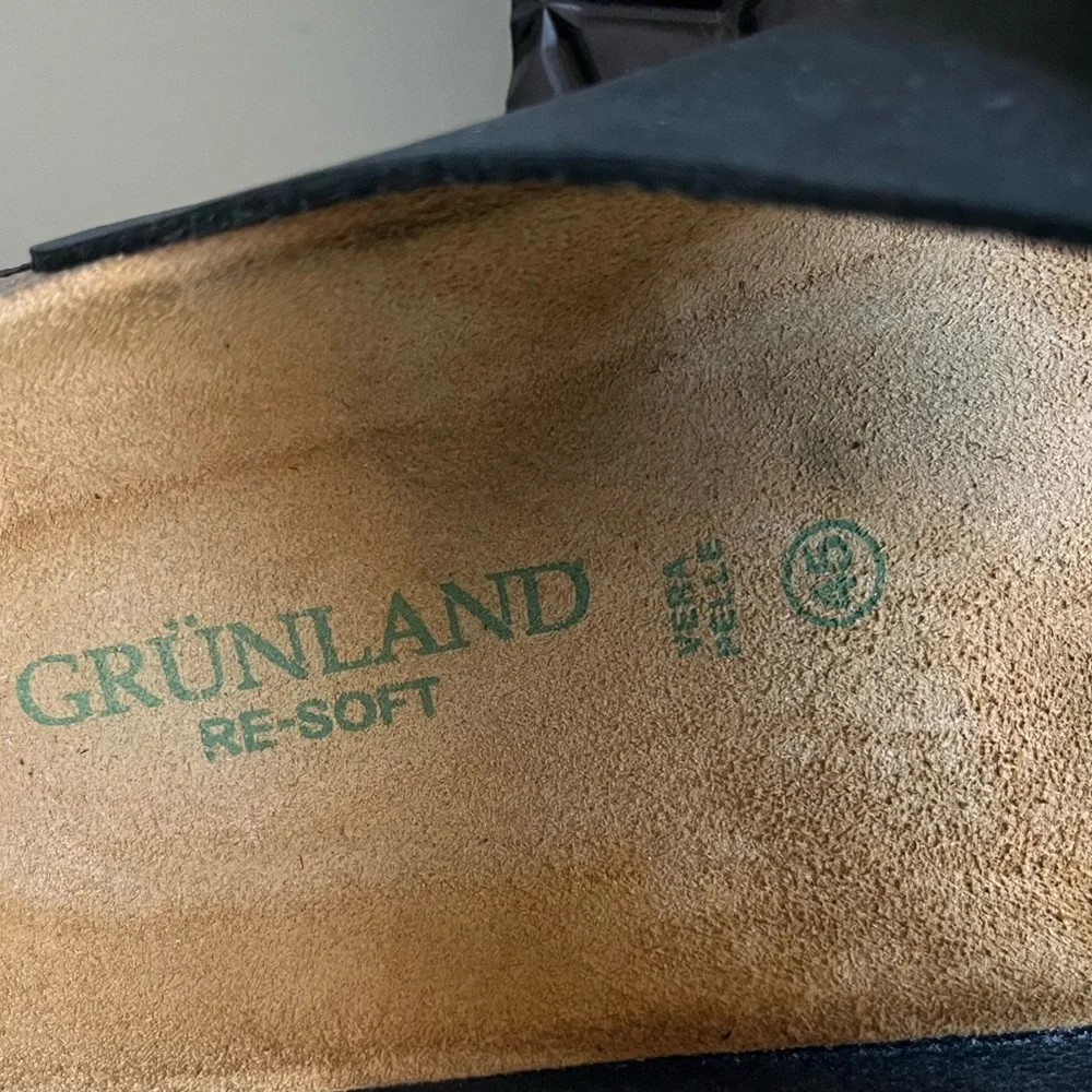 GRUNLAND Black Leather Sandals EU Size 45